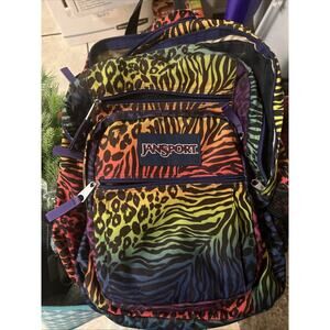 JANSPORT 90s Vintage Leopard × Zebra Crazy Pattern Backpack, Lisa Frank Style